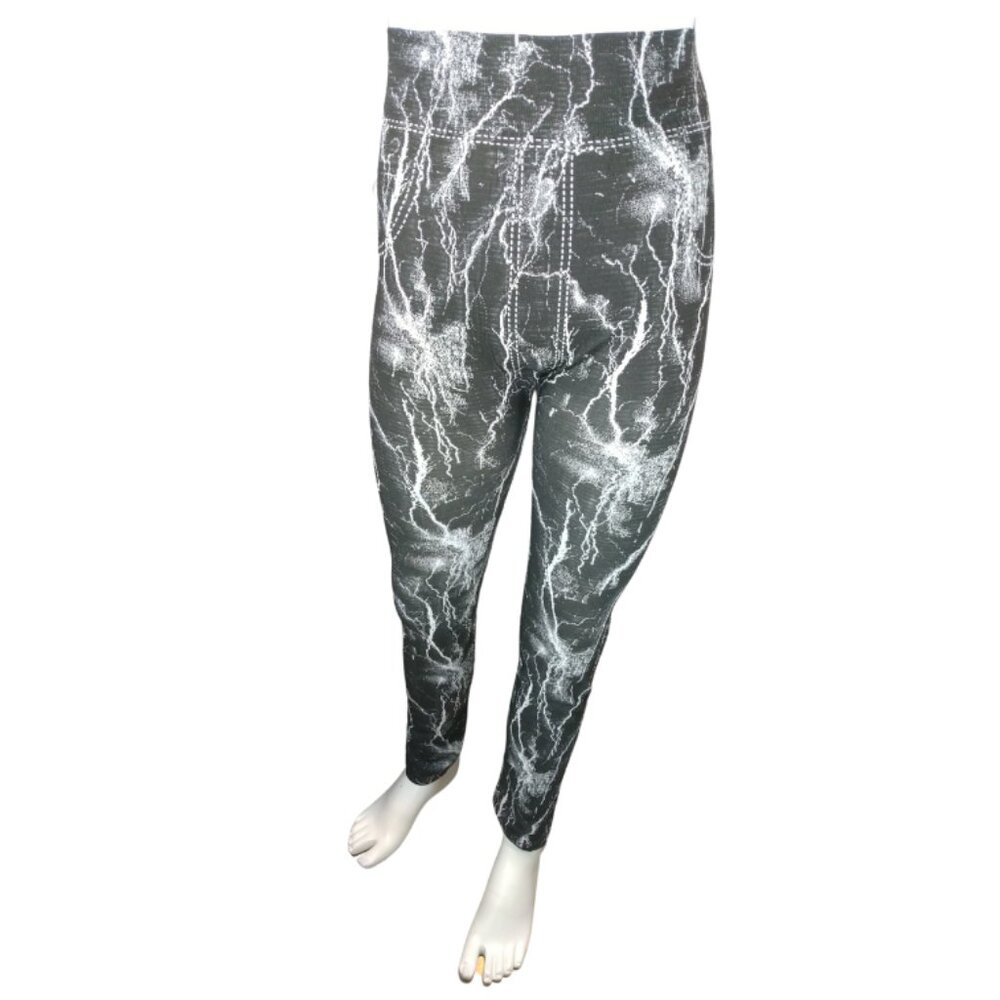 Black/White Lightning Leggings